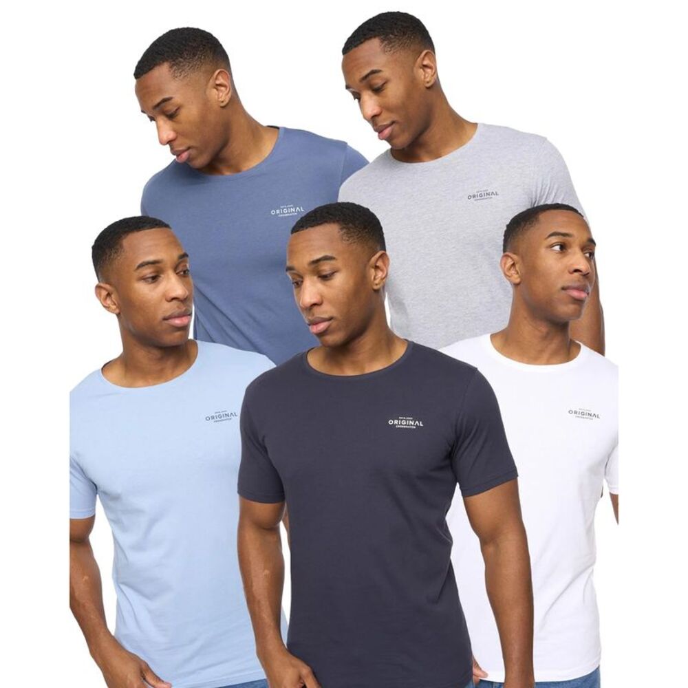 Crosshatch Mens Basicnatural T-Shirt (Pack of 5) / White/Navy/Denim/Blue/Grey Ma